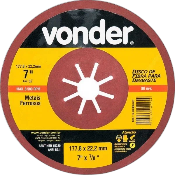 Disco desbaste 7" X 6,4 X 22,23 A30QBF Vonder