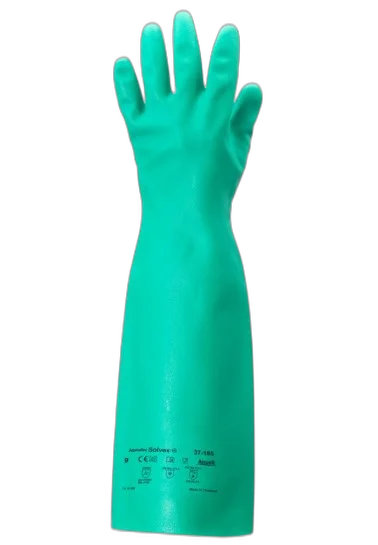 Luva nitrilica clorinada 38cm 0,56mm solvex tam XG verde CA 12598 Ansell