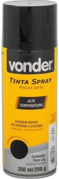 Tinta spray Preto fosco 350ml Vonder
