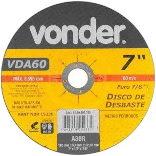 Disco de desbaste aco 7' X6,4X22,23 VDA-60 Vonder