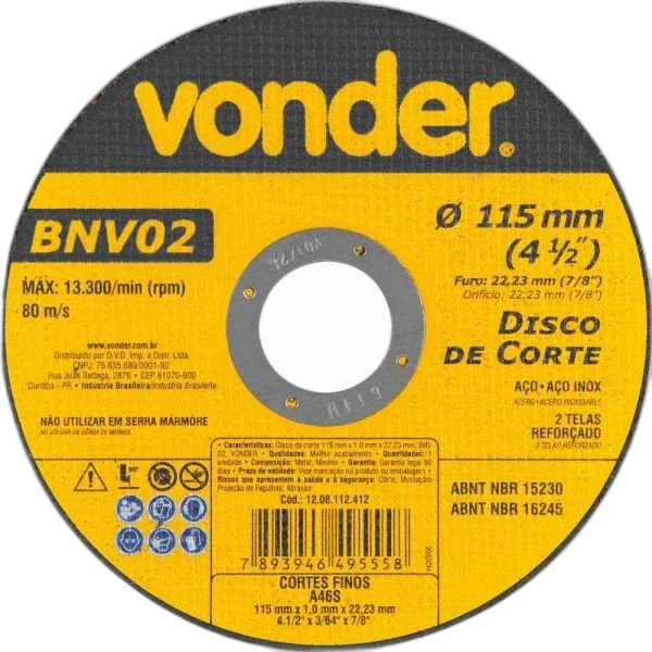 Disco corte 7'X1,6X22,23 BNV02 Vonder