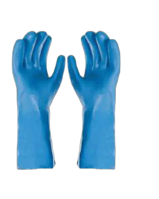 Luva pvc palma aspera azul s forro 45cm CA 34592 Plastcor